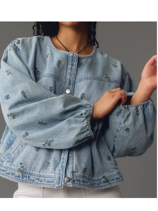 Pilcro Jackets & Blazers - Pilcro Light Blue Embroidered Jean Jacket